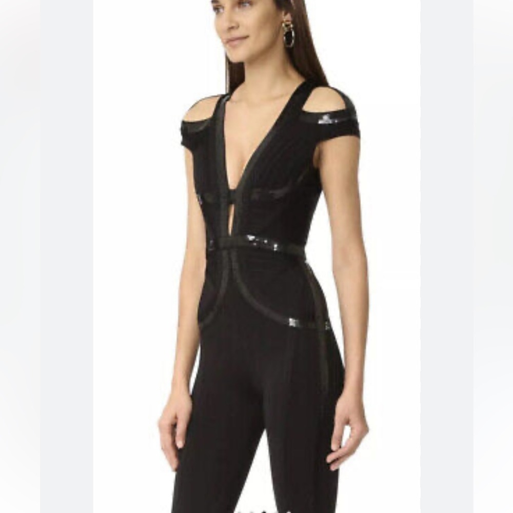 Herve Leger jumpsuit navy blue! XS size. With sequins. Stunning!